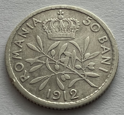 50 Bani 1912, Argint, Carol I, Romania foto
