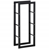 Raft pentru Lemne pentru interior/exterior, din fier, Negru, 40x25x100cm HOMCOM | Aosom RO