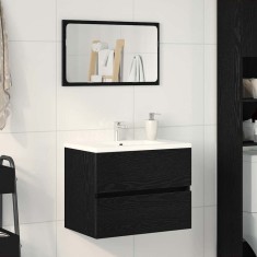 vidaXL Dulap cu Chiuvetă Stejar Negru 60 x 38.5 x 45 cm Lemn compozit