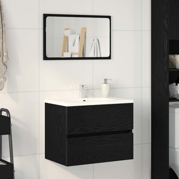 vidaXL Dulap cu Chiuvetă Stejar Negru 60 x 38.5 x 45 cm Lemn compozit 862542
