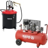 Yato YT-07068 + YT-23310 - Pompa pneumatica pentru gresat 30 l + Compresor cu ulei 2200 W 100 l 360 l/min 10 bar