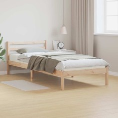 vidaXL Cadru de Pat cu headboard Maro 220 x 90 cm Lemn masiv de pin 869776