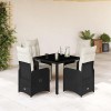 Gossi set bistro de gradina cu perne, 5 piese, negru, poliratan