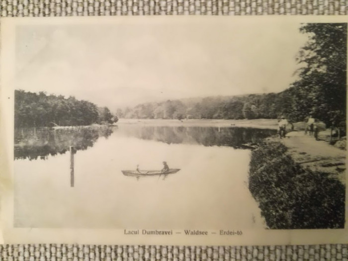 CP 1922 Lacul Dumbravei, Sibiu, notă pe verso Seminarul Teologic Central, Bucure