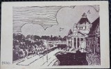 Carte postala, Arad, Palatul Cultural, desen perioada interbelica