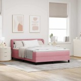 Cumpara ieftin Pat cu arcuri cu headboard Roz 140 x 190 cm Catifea