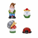 Pachet decor gradina ceramica cu pitic, ciuperca, buburuza si arici