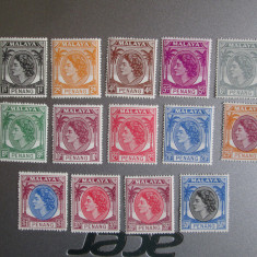 MALAYA PENANG 1954 SERIE NESTAMPILATA SET 14 BUC =117