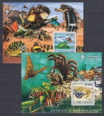 Sao Tome si Principe 2007 - ANIMALE sI FLUTURI - 2 Colite- MNH