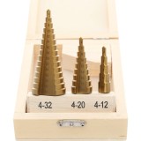 Set burghie in trepte 4-12, 4-20, 4-32 mm, 3 bucati, Kraft
