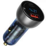 Incarcator Auto Baseus, 65W, 5A, 1 x USB-A - 1 x USB-C, Gri CCKX-C0A