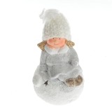 Decoratiune Craciun cu lumina LED si fetita in tinuta de iarna