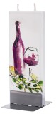Lumanare plata pictata sticla si pahar de vin Flatyz