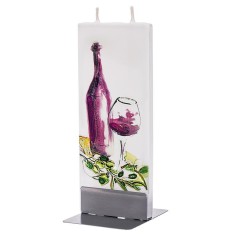 Lumanare plata pictata sticla si pahar de vin Flatyz