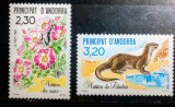 ANDORA franceza 1990 flora fauna, flori și animale serie 2v neștampilat