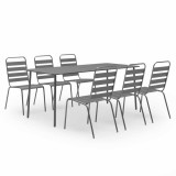 Cumpara ieftin Set mobilier pentru gradina, 7 piese, gri inchis, otel