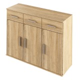 Cumpara ieftin Comoda 3 usi 3 sertare mdf natur stejar sonoma Resita 105x35x79.5 cm