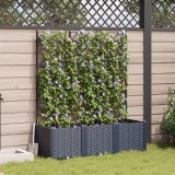 vidaXL Jardiniere de grădină cu spalier, 3 buc., gri, 120x40x143 cm