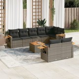vidaXL Set canapele de grădină, 9 piese, cu perne, gri, poliratan 3259400