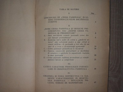 CRIMA PASIONALA, STUDIU de M. NEGREA-RAMNICEANU , 1933 foto
