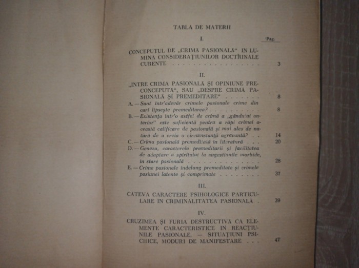 CRIMA PASIONALA, STUDIU de M. NEGREA-RAMNICEANU , 1933
