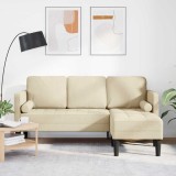 VidaXL Canapea formă L, 3 locuri, crem, 160 cm, textil