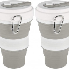 2cs Cupă mare, pliabilă, din silicon, 550 ml, 19 oz, cană de călătorie pliabilă.