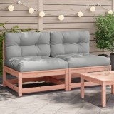 Set 2 Canapele Gradina Lemn Douglas, Fara Cotiere, cu Perne Gri/Bej 70x70x67cm. Design Modular, rezistente la apa.