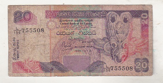 bnk bn Sri Lanka 20 rupii 1995 uzata