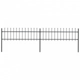 VidaXL Gard de grădină cu v&acirc;rf suliță, negru, 3,4 x 0,6 m, oțel