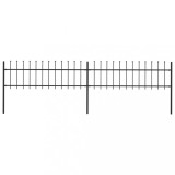 vidaXL Gard de grădină cu v&acirc;rf suliță, negru, 3,4 x 0,6 m, oțel