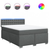 Cumpara ieftin Pat box spring cu saltea, gri inchis, 140x200 cm, textil