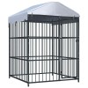 VidaXL Padoc pentru c&acirc;ini de exterior, cu acoperiș, 150 x 150 x 210 cm