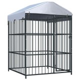 VidaXL Padoc pentru c&acirc;ini de exterior, cu acoperiș, 150 x 150 x 210 cm