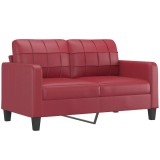 Cumpara ieftin Canapea cu 2 locuri, rosu vin, 140 cm, piele ecologica