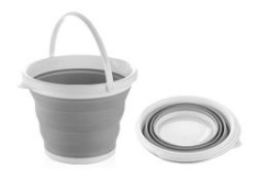 Găleată din silicon, pliabilă, alb/gri, 5L