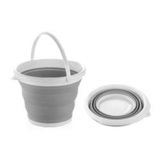 Găleată din silicon, pliabilă, alb/gri, 5L