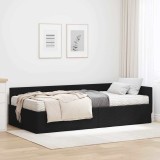 Cumpara ieftin Cadru de pat coltar cu saltea 2 buc. Negru 80 x 200 cm tesatura