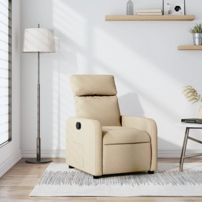 Fotoliu rabatabil, crem, material textil foto