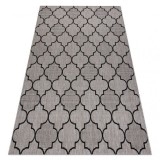 Covor sisal Floorlux 20607 marocani trellis argintiu si negru, 80x150 cm