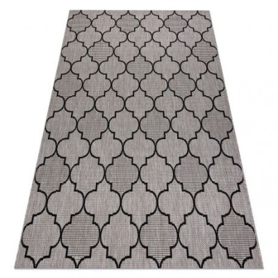 Covor sisal Floorlux 20607 marocani trellis argintiu si negru, 120x170 cm foto