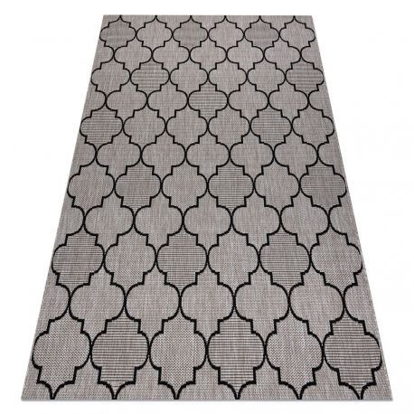 Covor sisal Floorlux 20607 marocani trellis argintiu si negru, 120x170 cm
