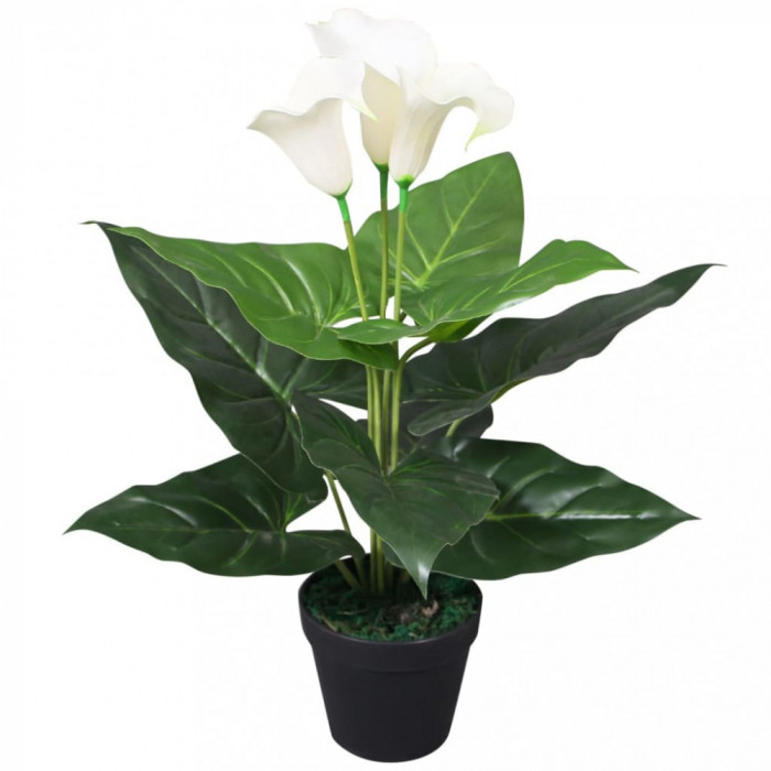 Floare de cala crin artificiala cu ghiveci, 45 cm, alb GartenMobel Dekor