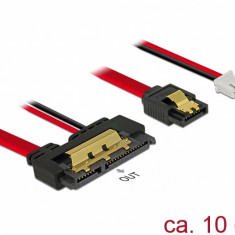 Cablu de date + alimentare SATA 22 pini 5V 6 Gb/s cu clips la Alimentare 2 pini + SATA 7 pini 10cm, Delock 85238