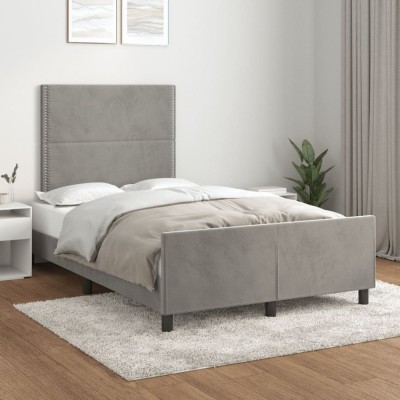 vidaXL Cadru de de pat fără saltea Gri deschis 120x190 cm catifea 3270572 foto