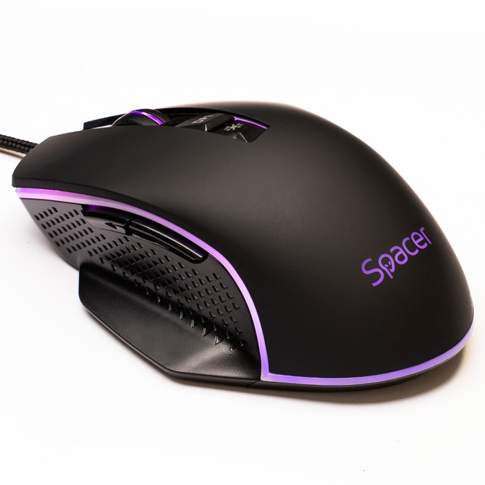 MOUSE Spacer - gaming, gaming, cu fir, USB, optic, 8.000 DPI, butoane/scroll 7/1, iluminare RGB, negru, &amp;quot;SPGM-PULSAR-SPEED&amp;quot; (timbru verde 0.