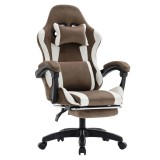 Cumpara ieftin Scaun birou, gaming textil maro alb plastic negru Hospo 63x62x111-121 cm