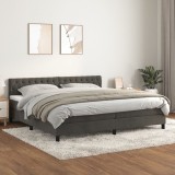 Cumpara ieftin Gossi pat box spring cu saltea, gri inchis, 200x200 cm, catifea