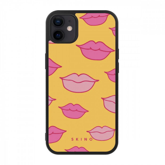 Husa iPhone 12 - Skino Doll, buze galben roz