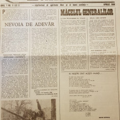 ziarul "luni" aprilie 1990-ziar al spiritului liber si al bunei cuvinte